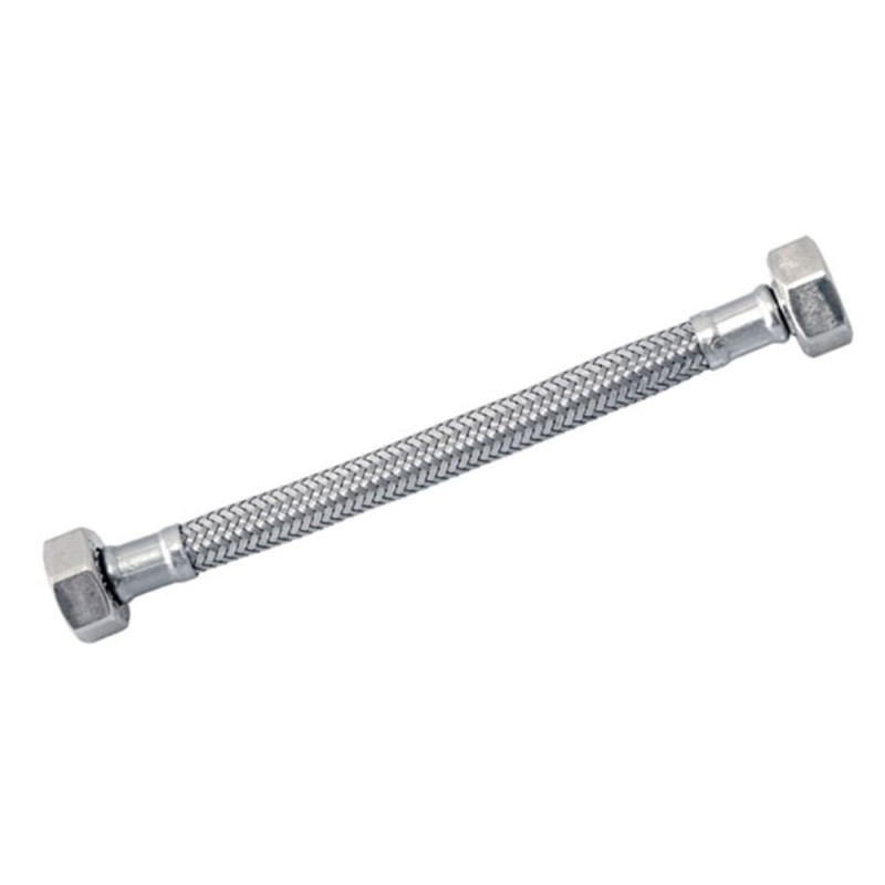 FLEXIBLE AGUA LAVAMANO/PLATO HI-HI 1/2"x1/2" 30CM