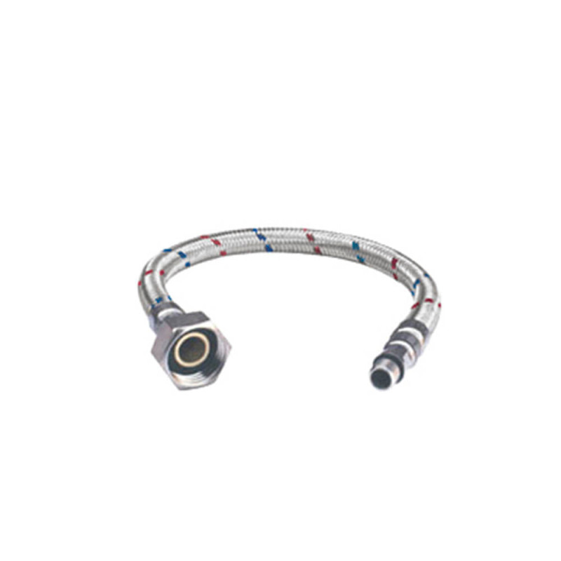 FLEXIBLE AGUA MONOMANDO HI-HE 1/2"XM10 AZUL/ROJO 35CM 12MM