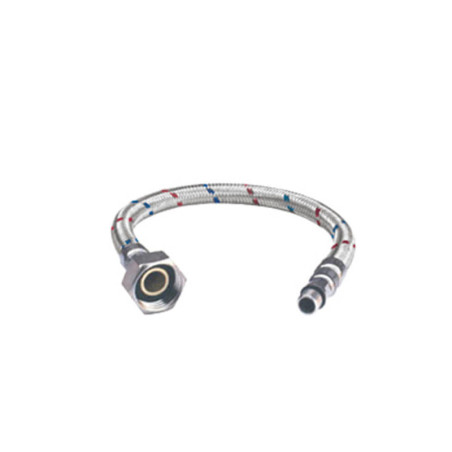 FLEXIBLE AGUA MONOMANDO HI-HE 1/2"XM10 AZUL/ROJO 35CM 12MM