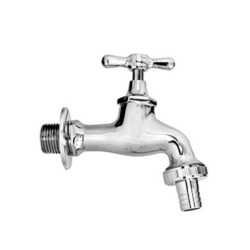 LLAVE LAVADORA CROM 1/2" X 3/4" CON FLANGE Y UNION MANGUERA