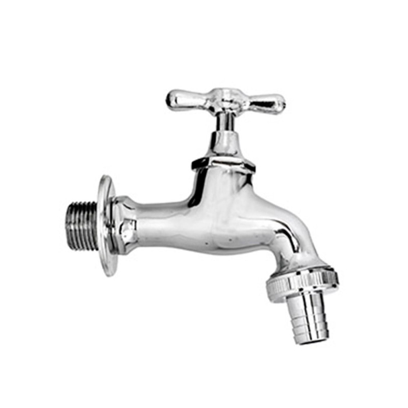 LLAVE LAVADORA CROM 1/2" X 3/4" CON FLANGE Y UNION MANGUERA
