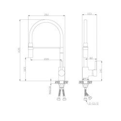 MONOMANDO LAVAPLATOS FLEXIBLE MAGNA BLACK