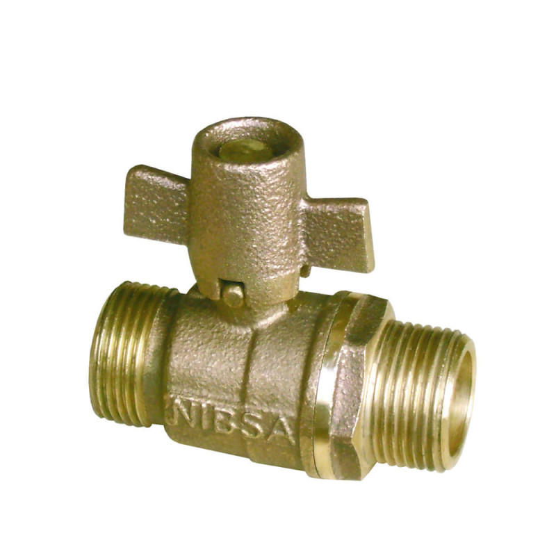 LLAVE PASO BOLA HE-HE 1" CON MANILLA ANTIFRAUDE